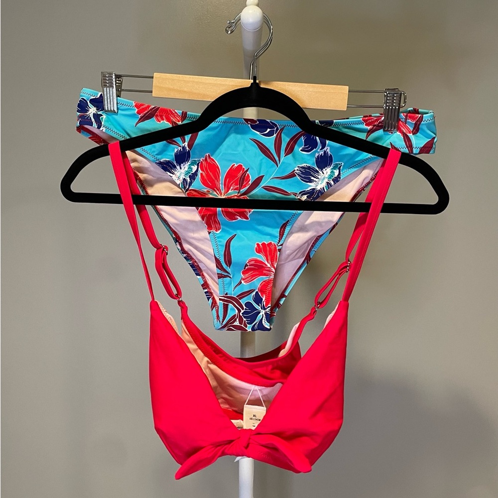 Cupshe Red & Turquoise Floral Two-Piece Bikini